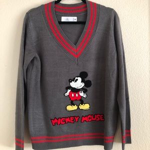 DISNEY STORE VARSITY SWEATER GREY VINTAGE MICKEY